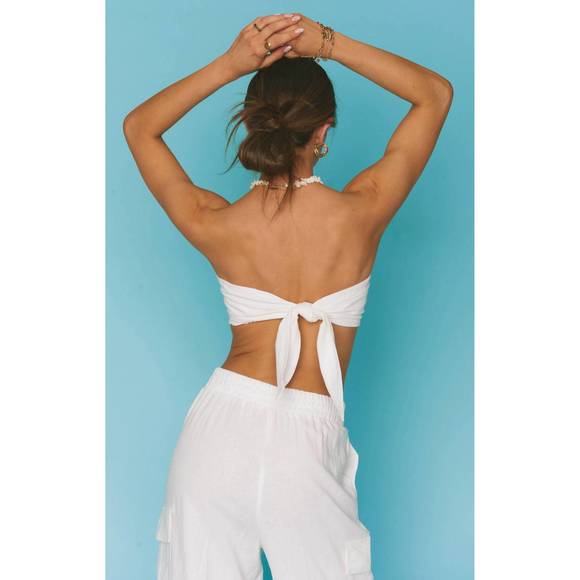 NEW SHOW ME YOUR MUMU kenny tie top in white - Picture 4 of 4